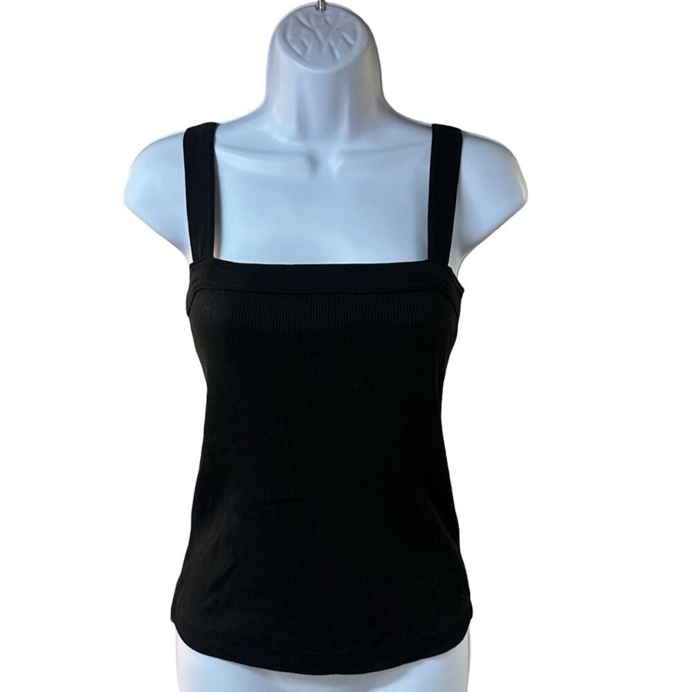 Citizens of Humanity Women Basic Tank Black Square Neck Organic Cotton Sz Small